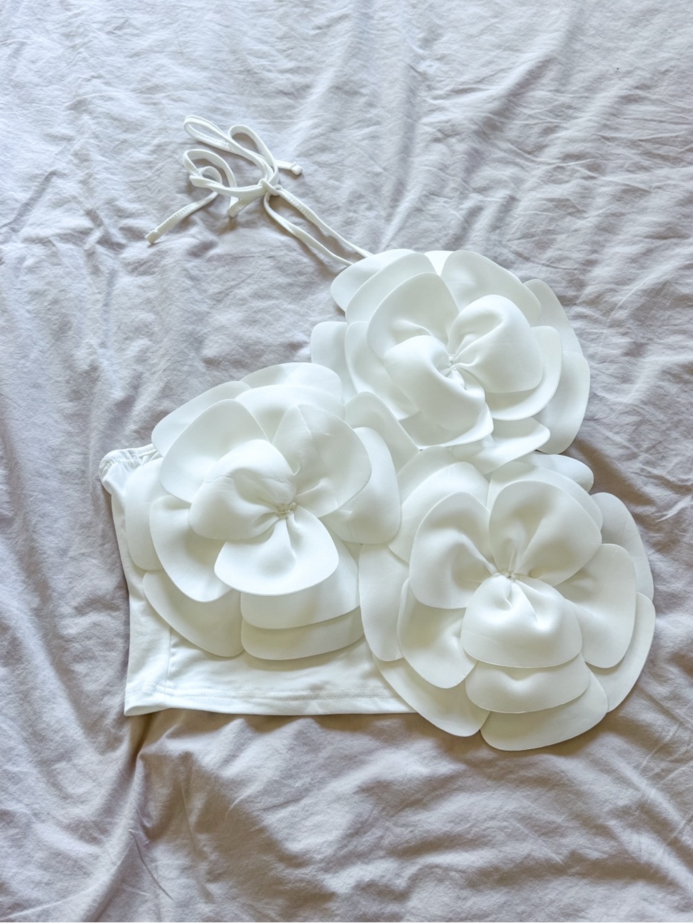 NWOT Floral Applique Halter Crop Top